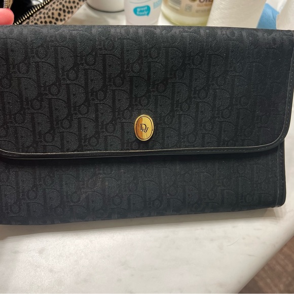 Dior Black Monogram Foldover Clutch - Picture 1 of 3